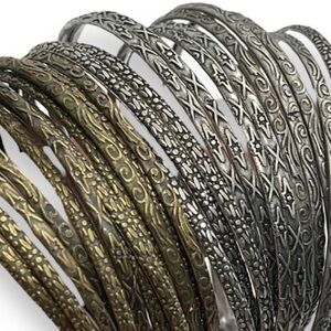 Womens Gold and Sliver Tone Stack Bangle Bracelets